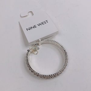Nine West Sparkle rhinestones Bracelet with clasp Silver New NWT